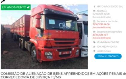 Leilão do TJ/MS tem caminhões e carro com lance a partir de R$ 300
